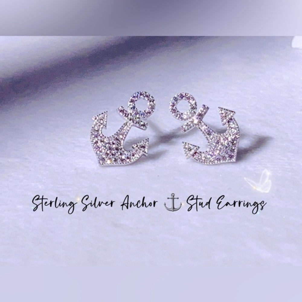 Sterling Silver anchor ⚓️ stud Earrings